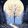 Luminous Path Wallpaper with Moonlit Tree wallpaper for iPhone, iPad & Mac