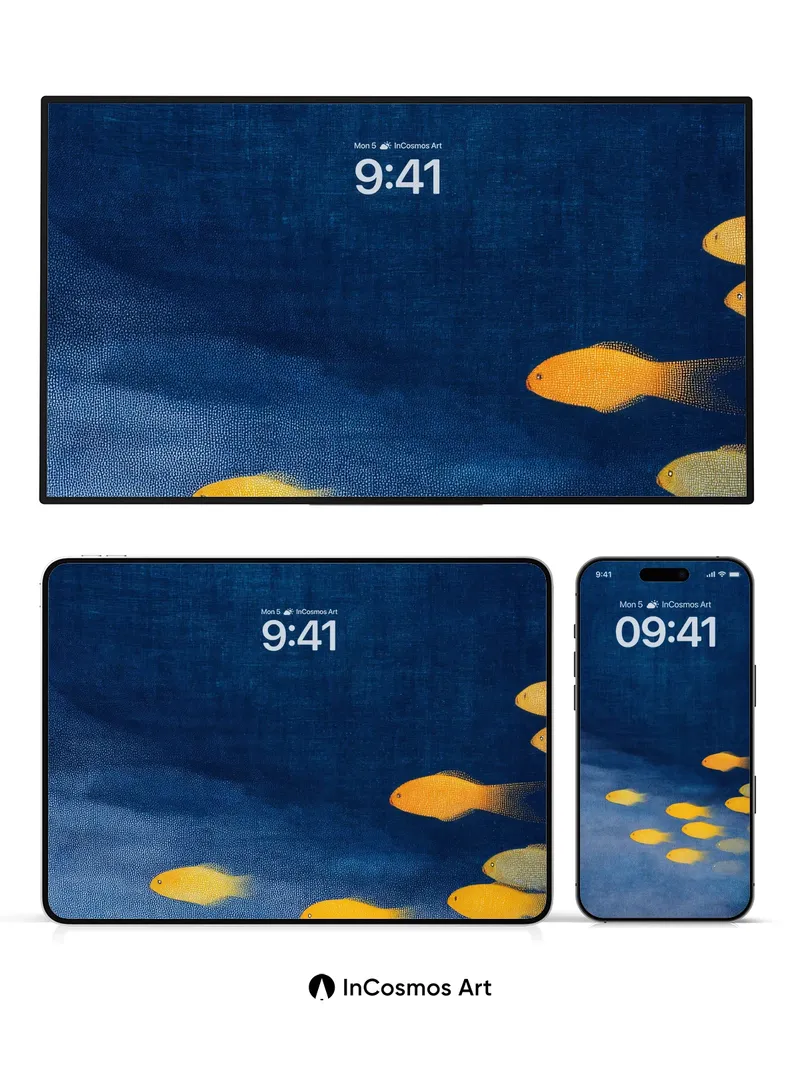 Serenity Swim Wallpaper with Golden Flickers