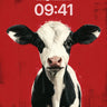 Staring Cow Wallpaper with Crimson Depth wallpaper for iPhone, iPad & Mac
