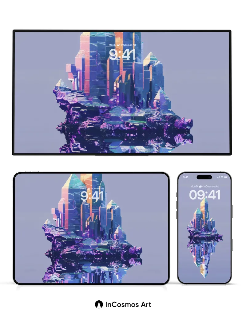 Crystal Mirage Wallpaper with Floating Reflection