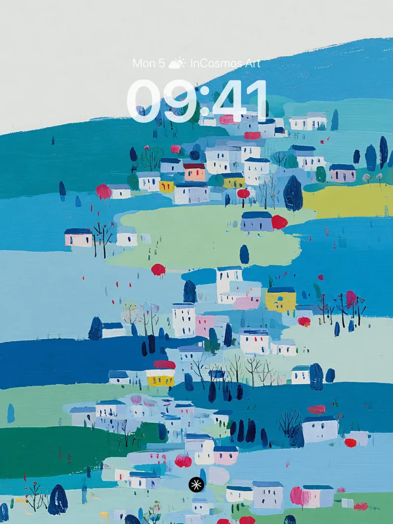Pastel Village Dream Background wallpaper for iPhone, iPad & Mac
