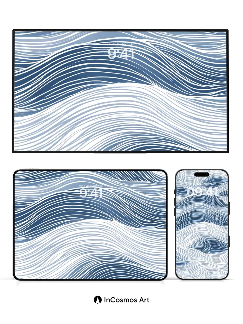 Serenity Wave Wallpaper with Hokusai Echoes