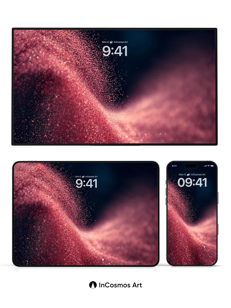 Crimson Nebula Wallpaper with Floating Particles