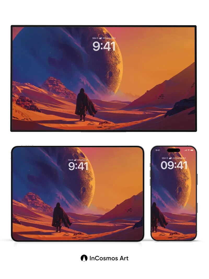 Crimson Horizon Wallpaper with Celestial Echo