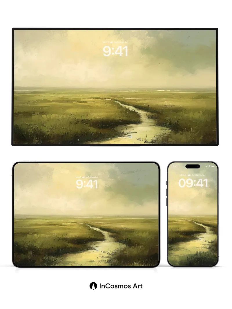 Golden Hush Wallpaper with Whispering Stream