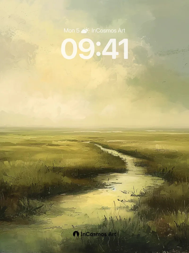 Golden Hush Wallpaper with Whispering Stream