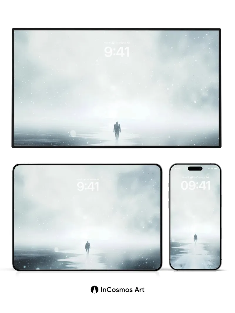 Solitary Frost Wallpaper with Snowfall Veil