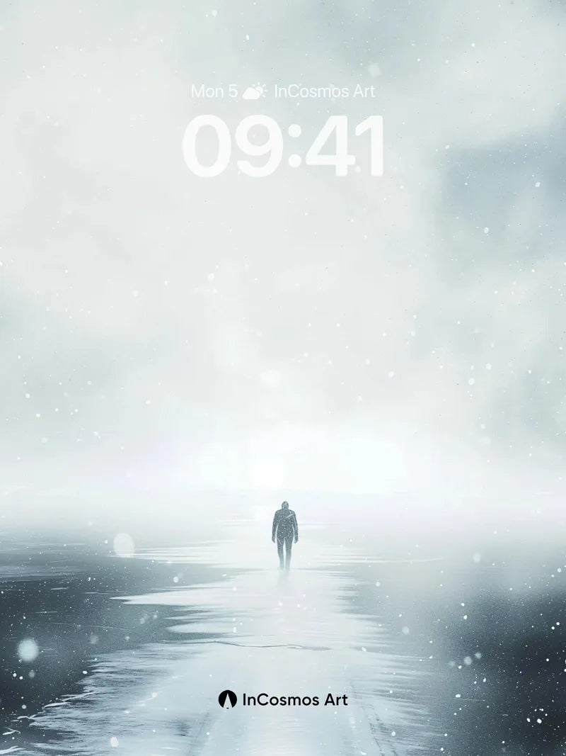 Solitary Frost Wallpaper with Snowfall Veil