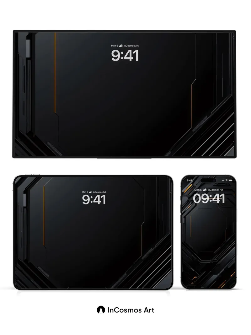 Obsidian Circuit Wallpaper with Neon Veins