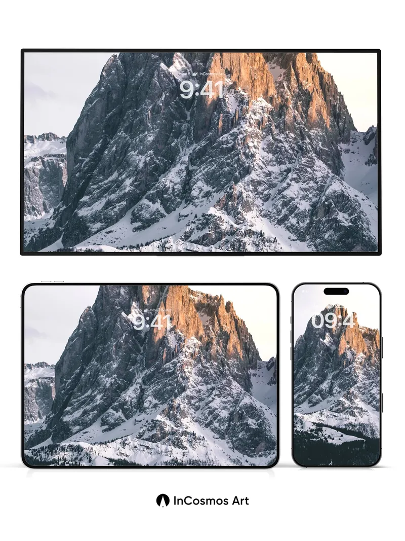 Golden Hush Mountain Wallpaper with Sunlit Crags