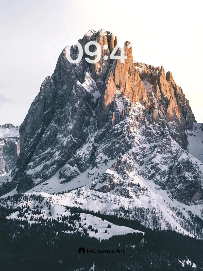 Golden Hush Mountain Wallpaper with Sunlit Crags