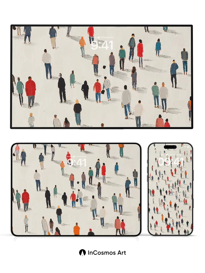 Whispering Crowd Wallpaper with Floating Shadows