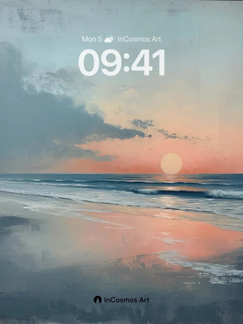 Serenity Sunset Wallpaper with Reflective Tides