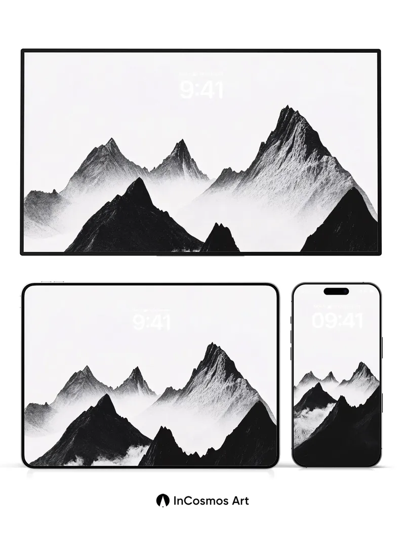 Serenity Peaks Wallpaper with Ethereal Fog