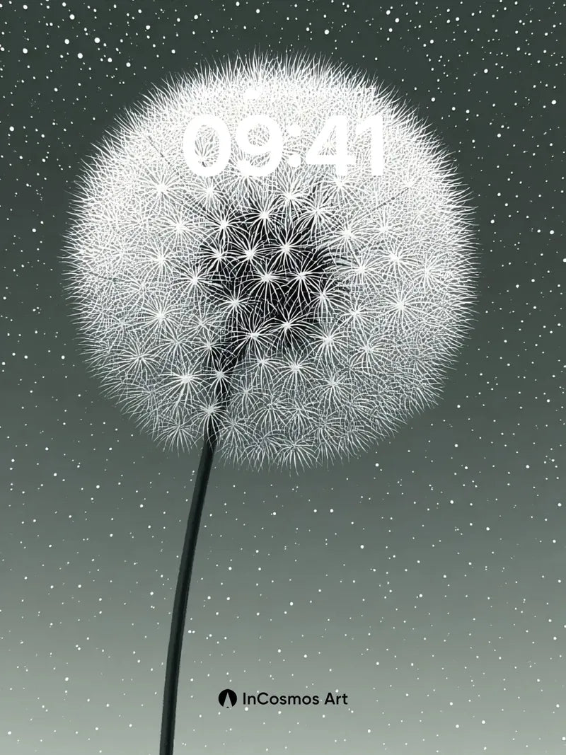 Stellar Dandelion Wallpaper with Cosmic Seeds