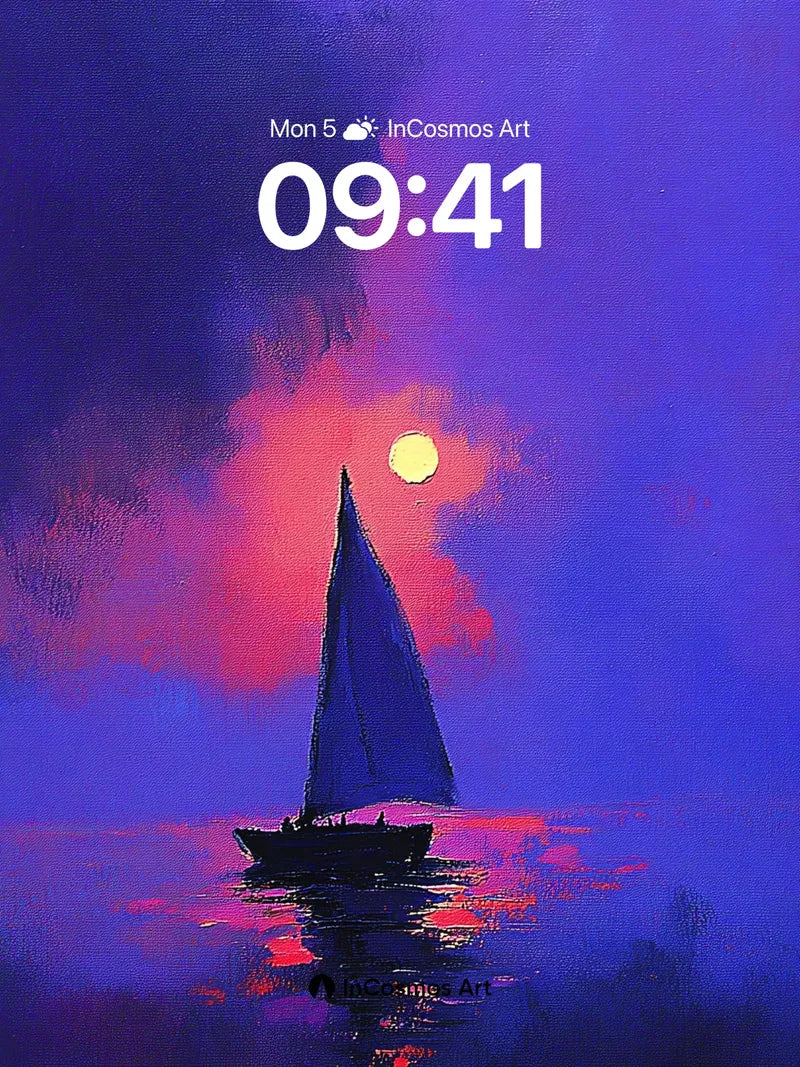 Midnight Sail Wallpaper with Celestial Glow