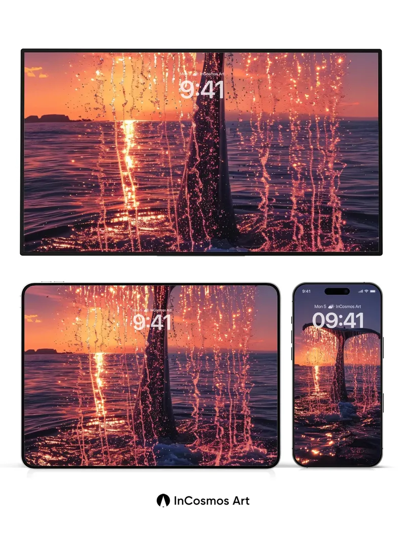 Whispering Tail Wallpaper with Starlit Waterfall