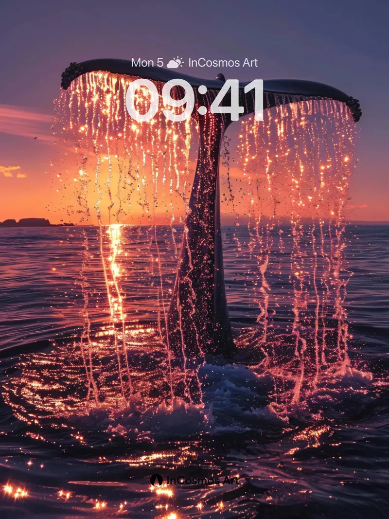 Whispering Tail Wallpaper with Starlit Waterfall