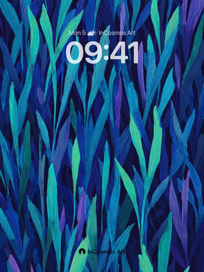 Midnight Kelp Forest Wallpaper in Deep Indigo wallpaper for iPhone, iPad & Mac