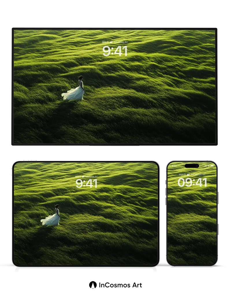 Serenity Wave Wallpaper with Floating Gown