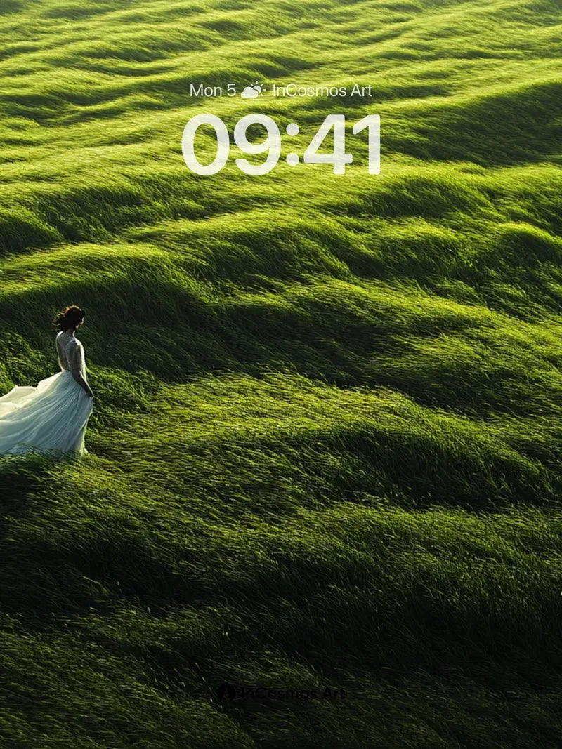 Serenity Wave Wallpaper with Floating Gown