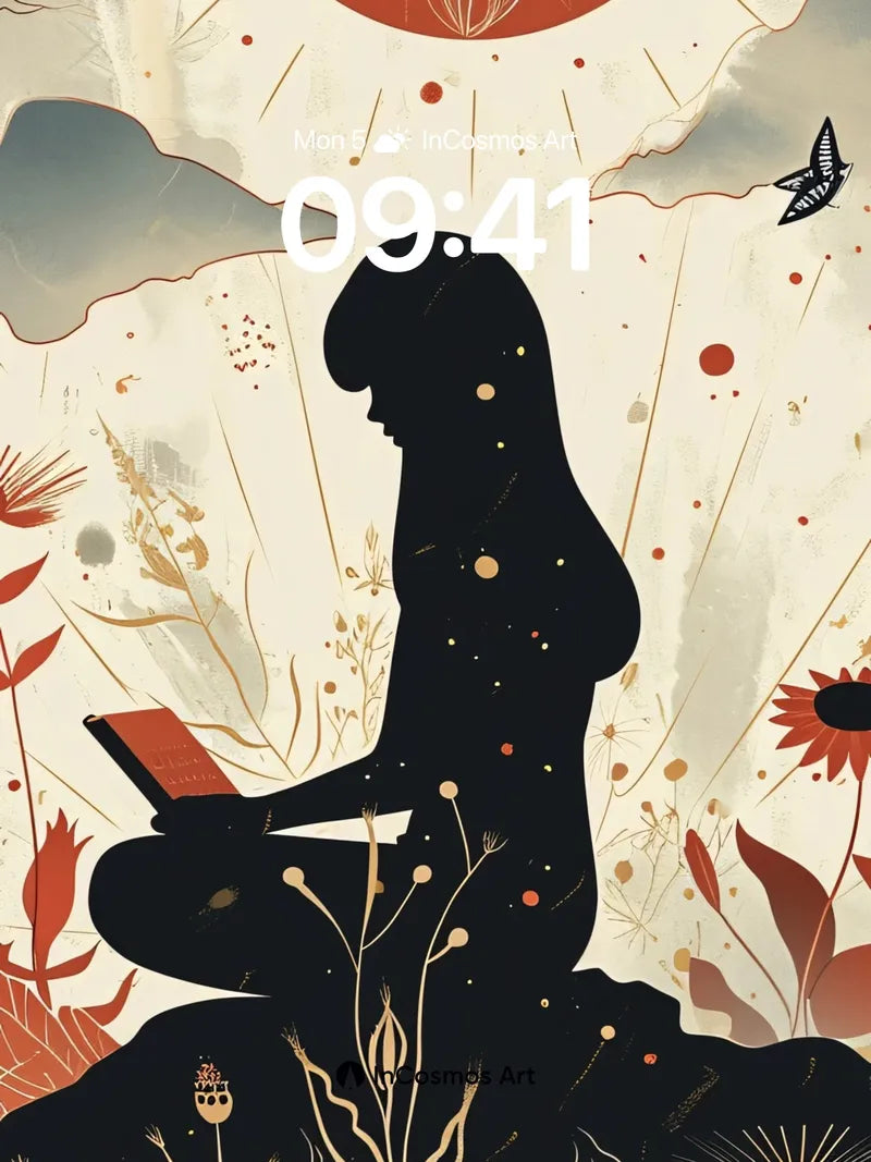 Silhouette Reverie Wallpaper with Celestial Bloom wallpaper for iPhone, iPad & Mac