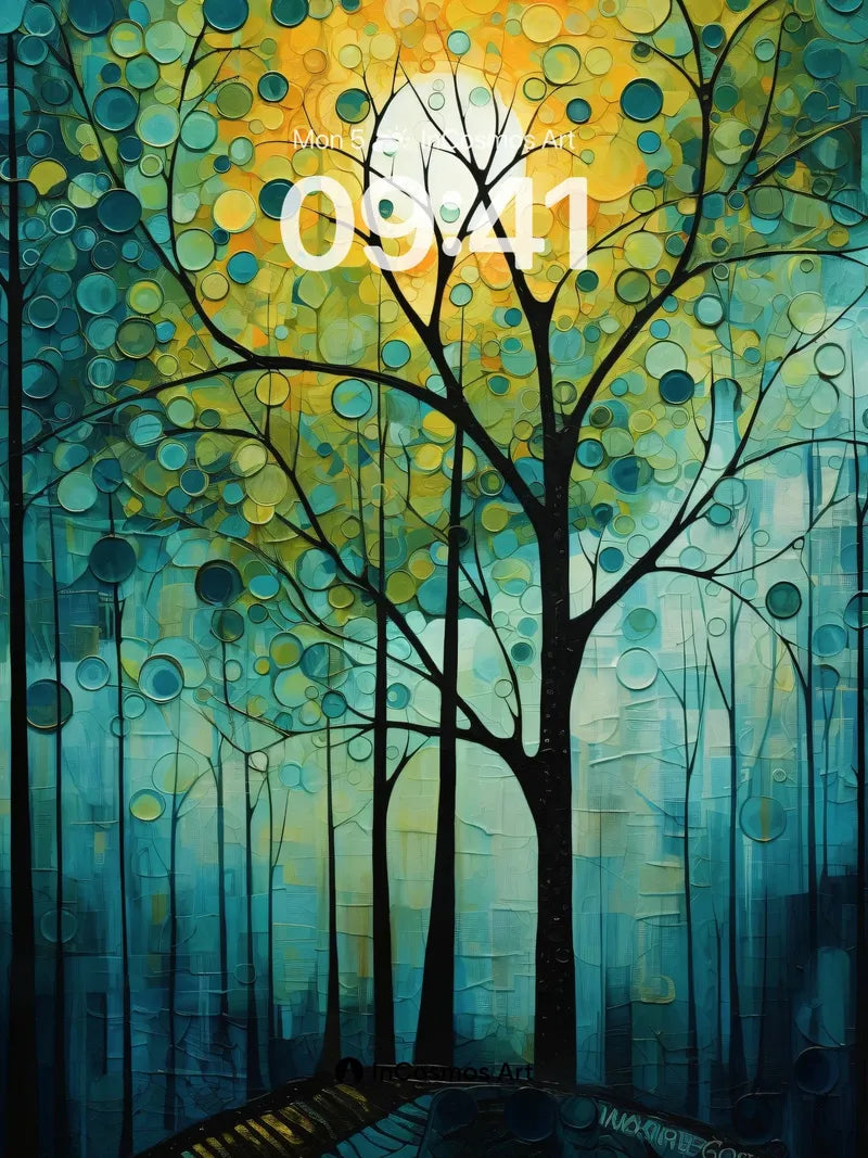 Luminous Forest Wallpaper with Cosmic Canopy