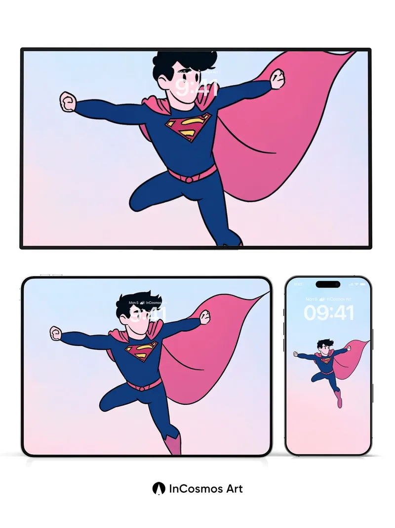 Soaring Hero Wallpaper with Crimson Cape