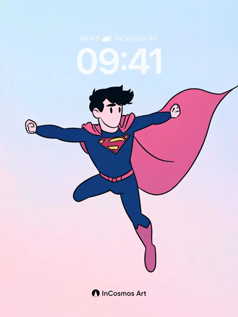 Soaring Hero Wallpaper with Crimson Cape