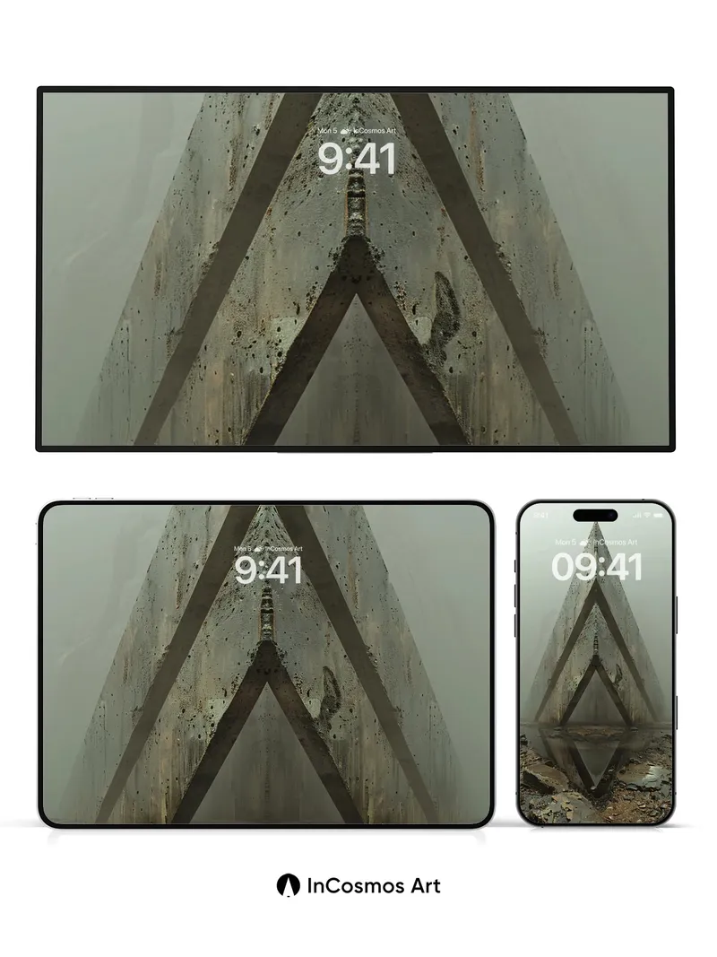 Fogbound Pyramid Wallpaper with Reflective Depths