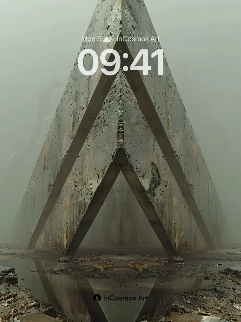 Fogbound Pyramid Wallpaper with Reflective Depths