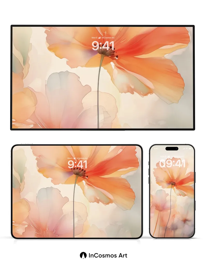 Soft Light Poppy Wallpaper with Ethereal Hues