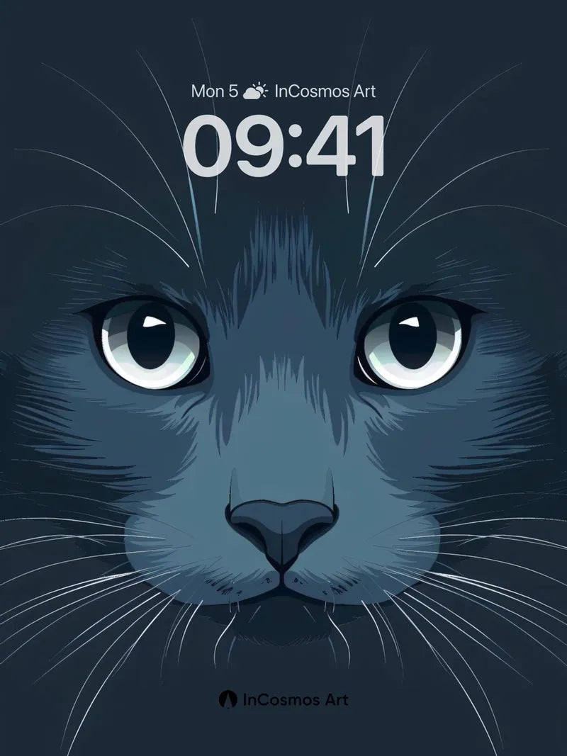Midnight Gaze Wallpaper with Whispering Whiskers
