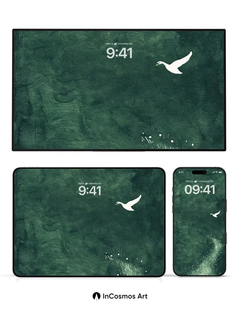 Serene Night Flight Wallpaper with Whispering Grass