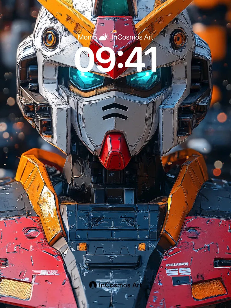 Neon Pulse Gundam Wallpaper with Weathered Armor