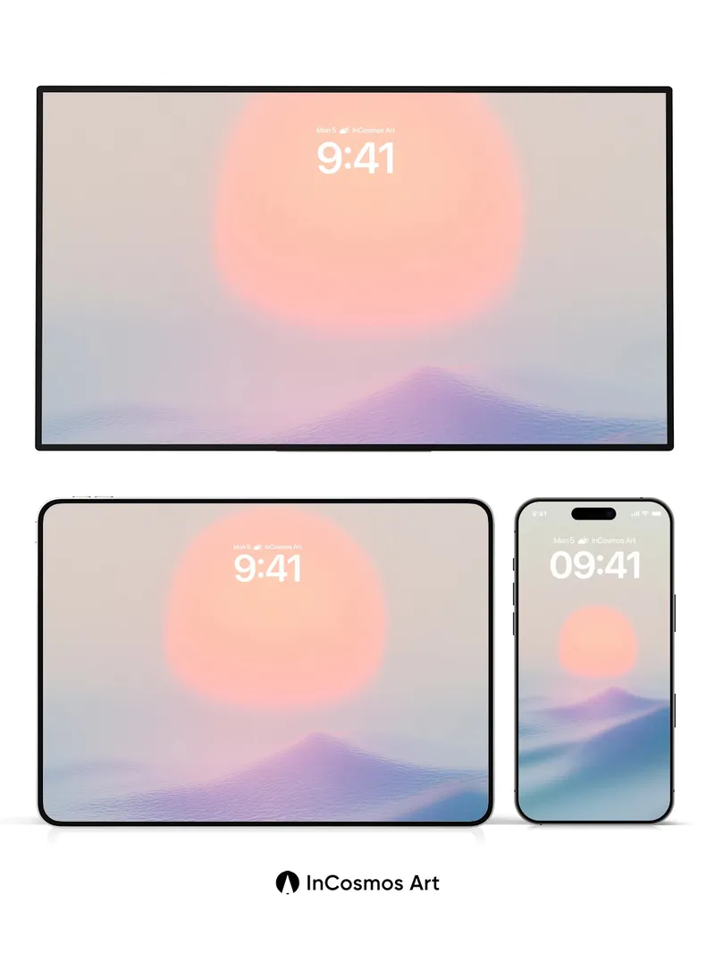 Serenity Dune Wallpaper with Soft Sun Halo