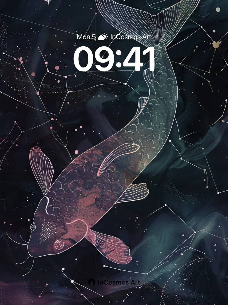 Stellar Koi Wallpaper with Celestial Trails wallpaper for iPhone, iPad & Mac
