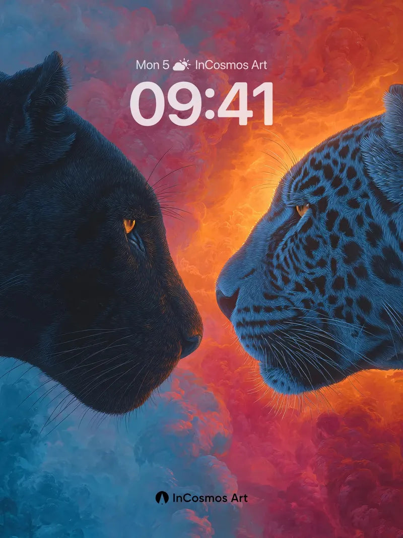 Fierce Harmony Wallpaper with Cosmic Faces