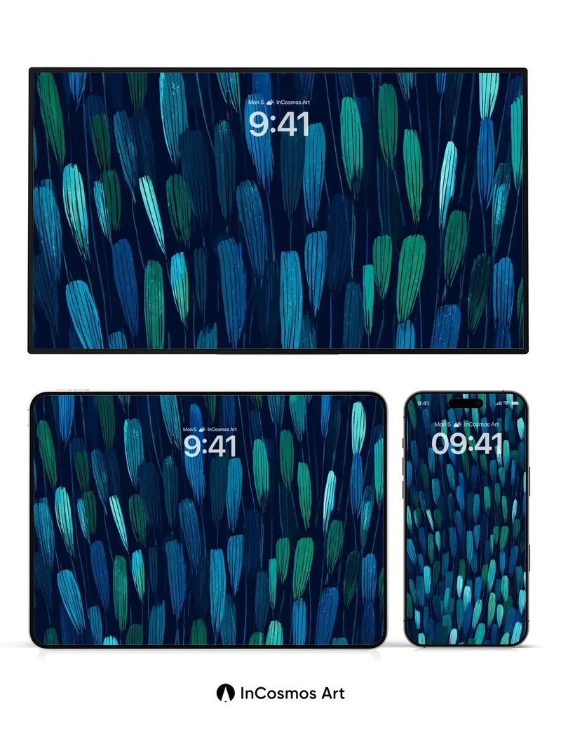 Midnight Rainforest Wallpaper with Painted Strokes