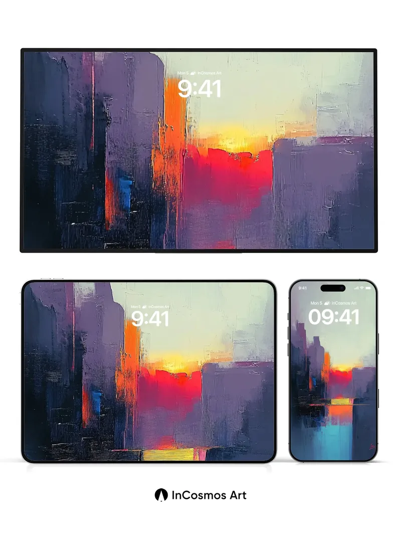 Crimson Horizon Wallpaper with Reflective Depths