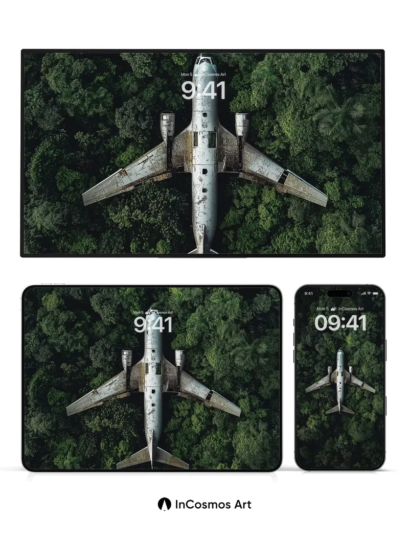 Silent Jungle Wallpaper with Abandoned Plane