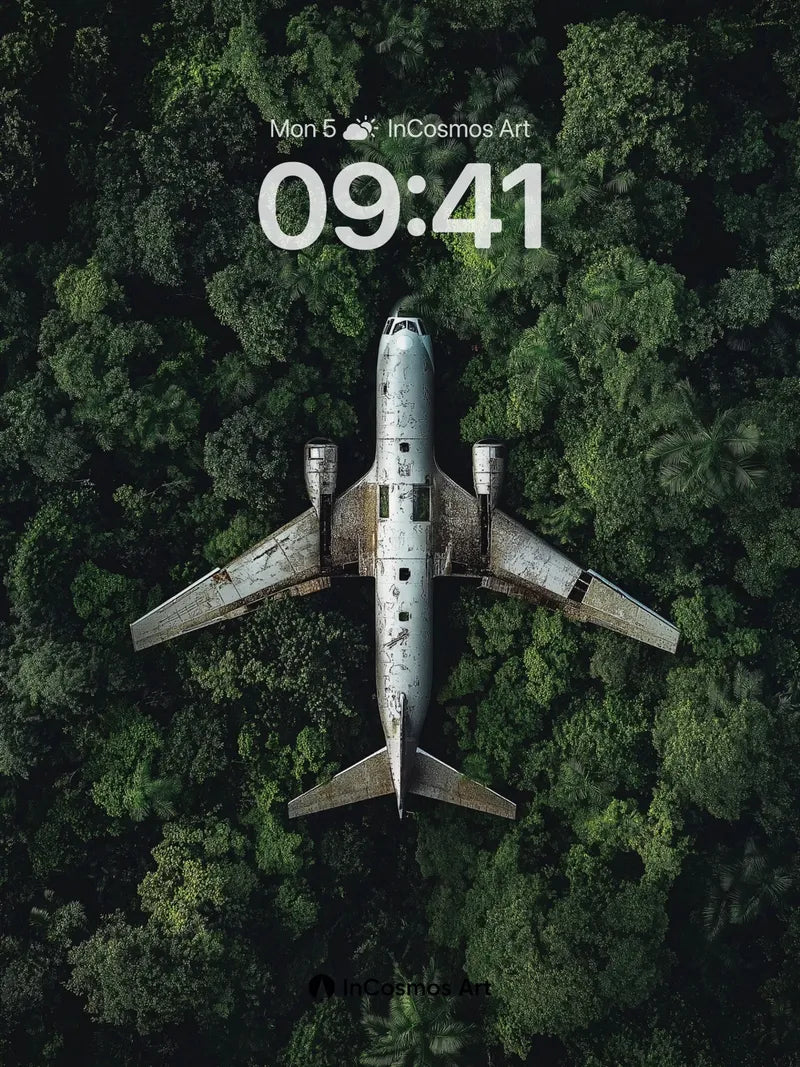 Silent Jungle Wallpaper with Abandoned Plane