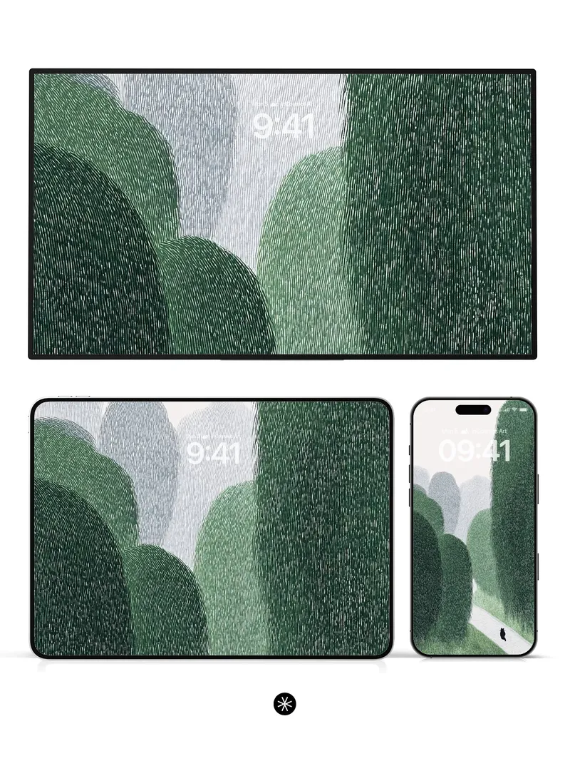 Serene Forest Path Wallpaper with Solitary Figure