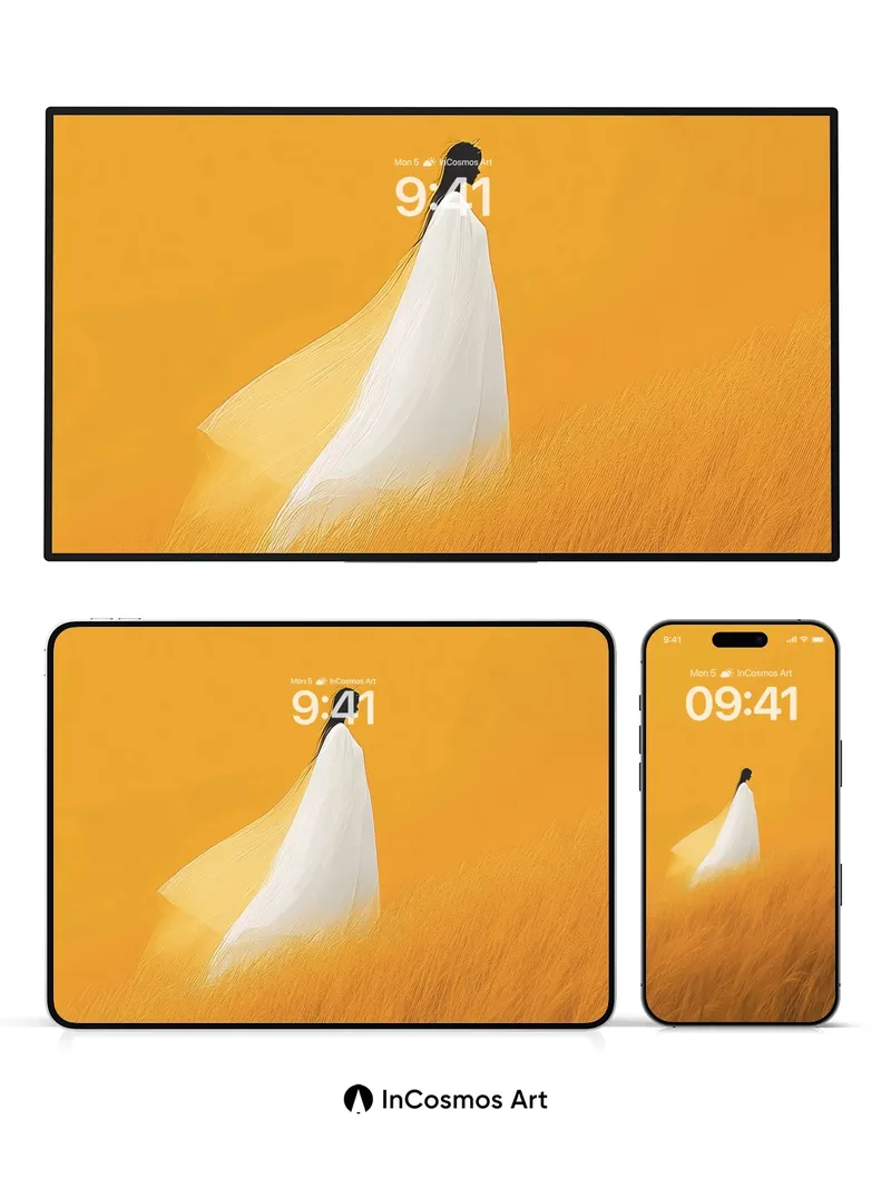 Golden Hush Wallpaper with Drifting Veil