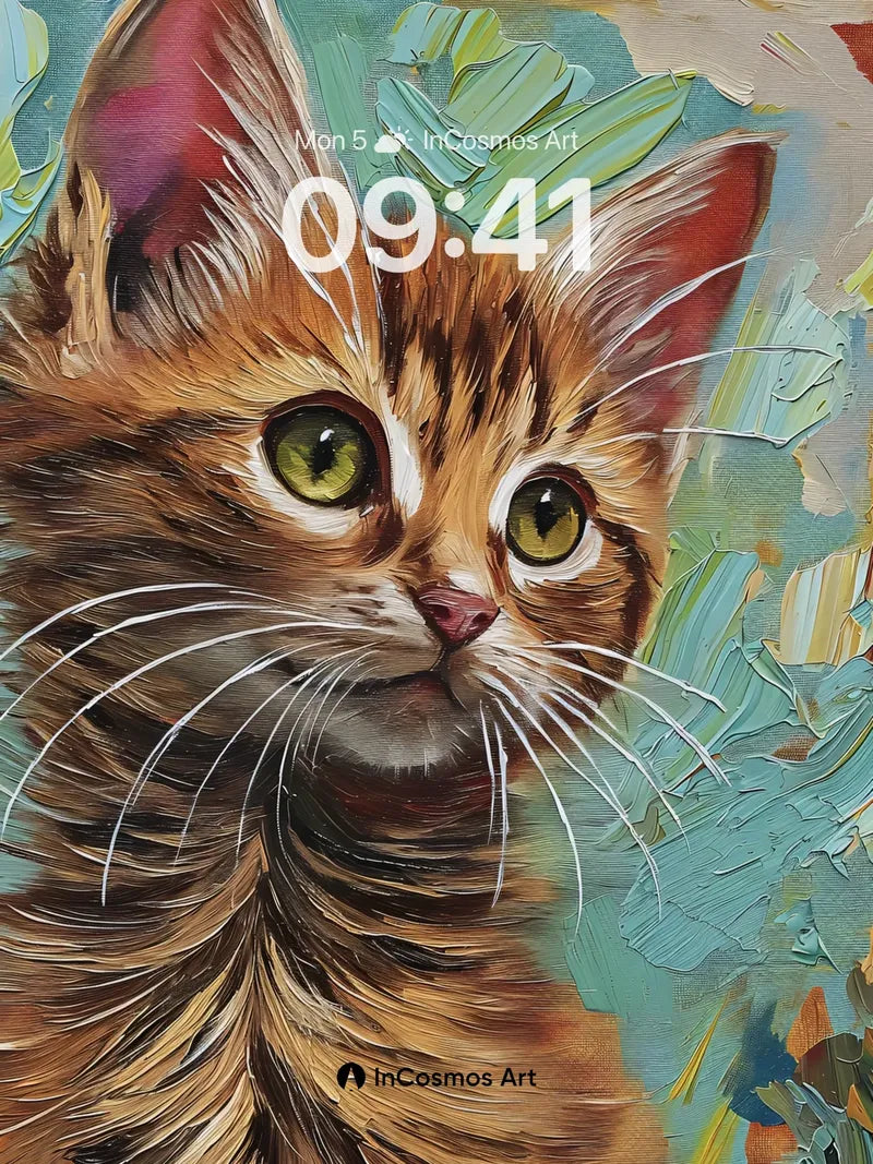 Whiskered Wonder Wallpaper with Impressionist Brushwork wallpaper for iPhone, iPad & Mac