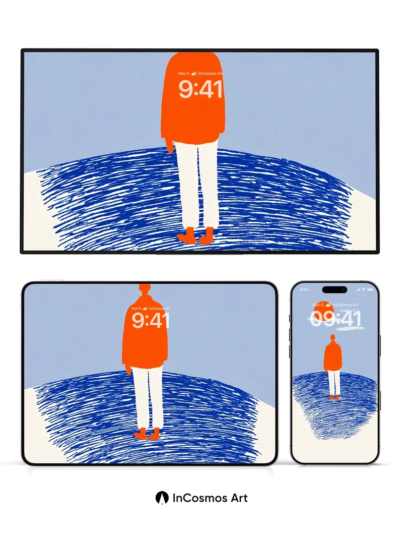 Serenity Horizon Wallpaper with Orange Solitude