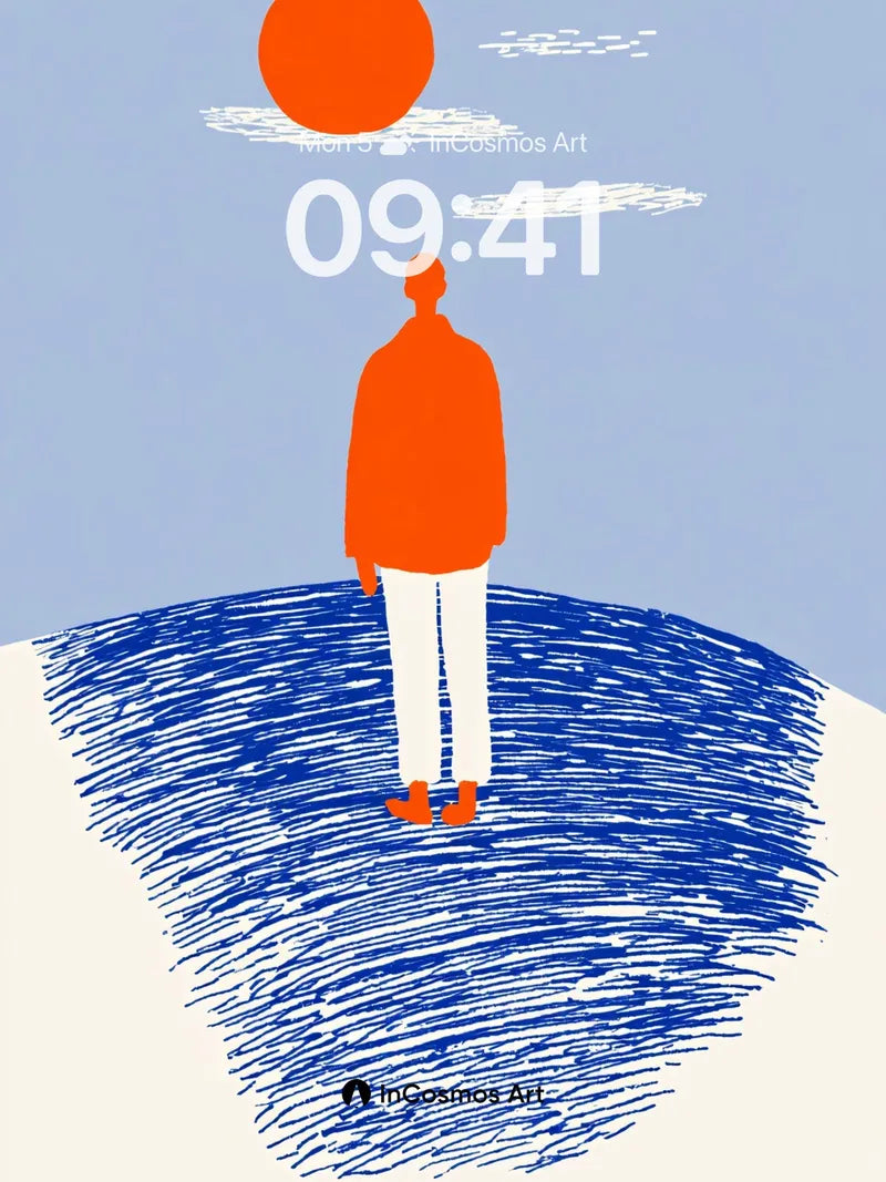 Serenity Horizon Wallpaper with Orange Solitude