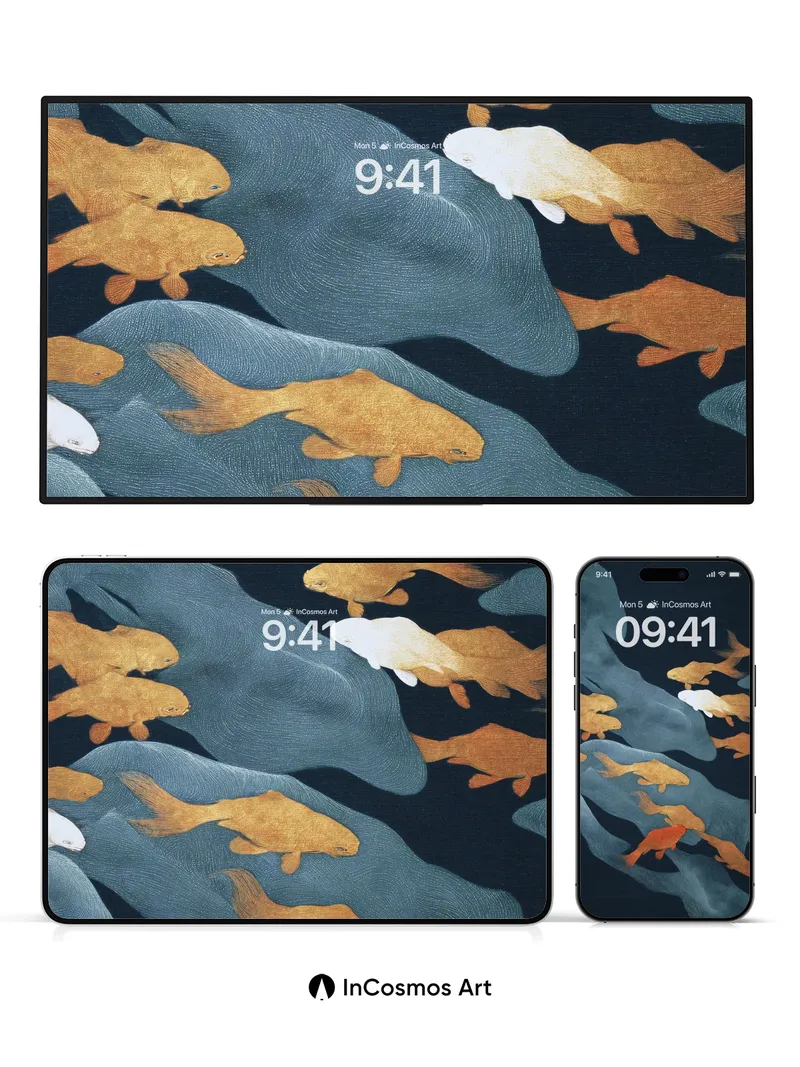 Serenity Koi Wallpaper with Floating Shadows