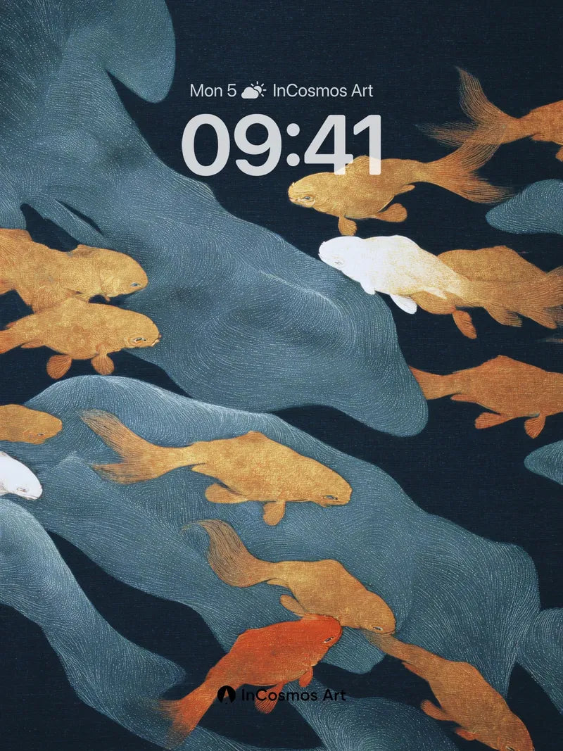 Serenity Koi Wallpaper with Floating Shadows