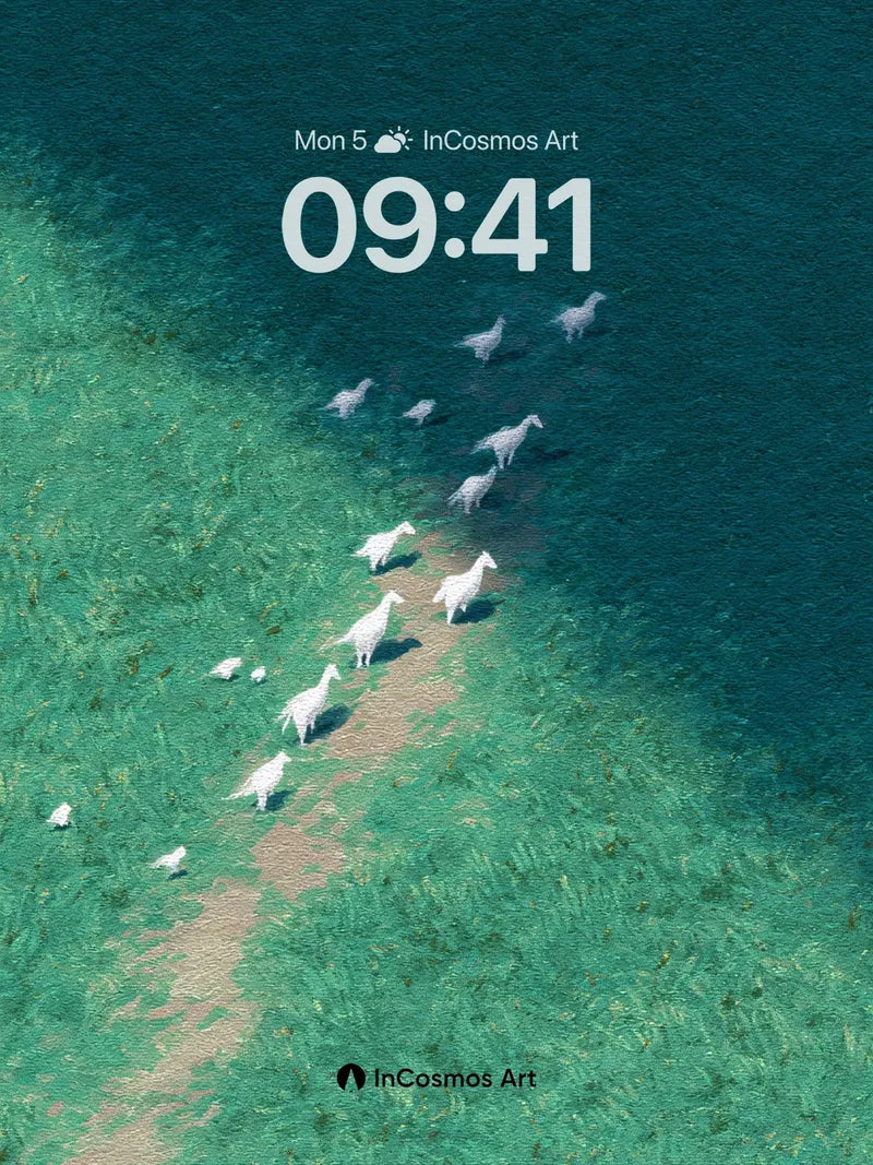 Serenity Herd Wallpaper with Aquatic Path